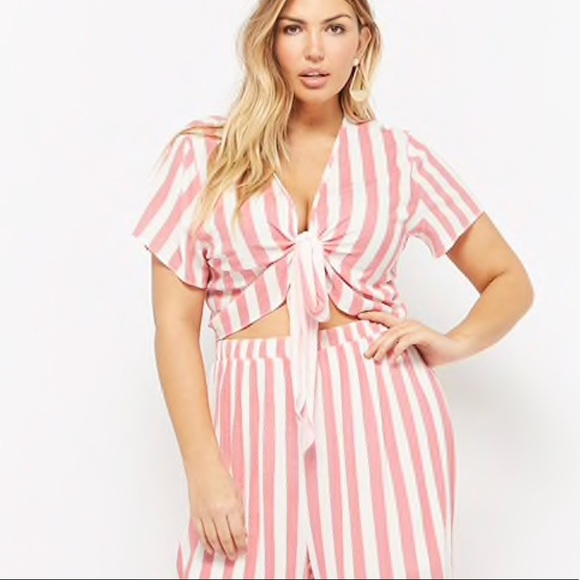 Forever 21 Tops - Plus Size Striped Tie 2 Piece